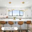 20" Gold Modern led Chandelier for Living Room,Irregular Ring Modern Pendant Lights Kitchen Island,Dimmable Remote Control H79 Adjustable led Pendant Light for Bedroom Dining Room Entryway, 19.6" - With Remote