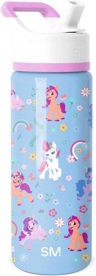 Simple Modern Kids Summit Water Bottle with Straw Lid | My Little Pony Kids 18oz Stainless Steel Cup Insulated Tumbler for Girls, School | Garden of Rainbows