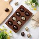 2Pcs 8-Cavity Silicone Easter Egg Molds, Egg Shaped Cake Pop Mold, Baking Supplies for Making Chocolate Jello Candy (Chocolate)