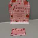 Baby Shower Games - Strawberry Diaper Raffle, 1 Arch Acrylic Sign and 50 Diaper Raffle Tickets, Gender Reveal Game, Berry Baby Shower Decoration Supplies (NS04)