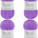 Crochet Acrylic Lavender Purple Yarn 436 Yards, 4 Pack 45g/1.6oz Each, Soft Yarn for Crocheting & Knitting DIY Craft
