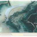 Premium Marble Pattern Case for The iPhone 14 and iPhone 13, Deep Green and White Design with Silver and Gold Leaf Accents, Impact-Resistant and with Magnets