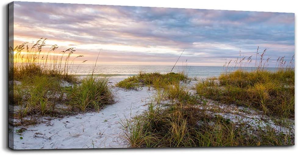 canvas wall art for living room bedroom Wall Decor ocean sand dunes grass Landscape painting Ready to Hang Home Decorations office family bathroom kitchen sea beach canvas art Prints pictures Works (40L" x 20W")