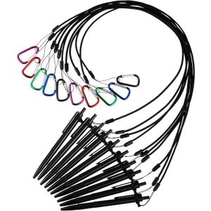 Lewtemi 10 Sets 24 Inch Pen Leash Pen Silicone Lanyard Holder for Clipboard Notebook Office Supplies