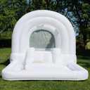 Bounceland Daydreamer Cloud Bounce House w/Ball Pit, Neutral Bouncer with Slide, 11.8 ft L x 6.9 ft W x 5.9 ft H, UL Blower Included, Basketball Hoop, 30 Pastel Plastic Balls, Trendy Bouncer for Kids
