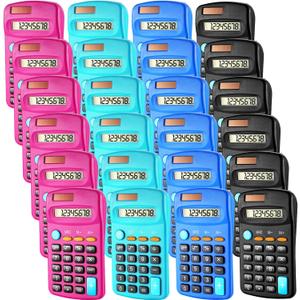 24 Pcs Pocket Size Basic Calculators Dual Powered Handheld 8 Digit Display Desktop Calculators for Desktop Home Office(Fresh Color)