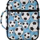 Coldinair Football Bible Cover for Boy Canvas Bible Case Tote Bag for Kids,Portable Carrying Book Case Church Bag Bible Protective with Handle and Zippered Pocket,Blue