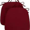Sunsleek Chair Cushions for Dining Chairs, D-Shaped Seat Cushions with Removable Washable Cover and Ties, Chair Pads for Kitchen, Indoor Dining Room, Patio Chairs, 17'' x 16'', Set of 2, Red