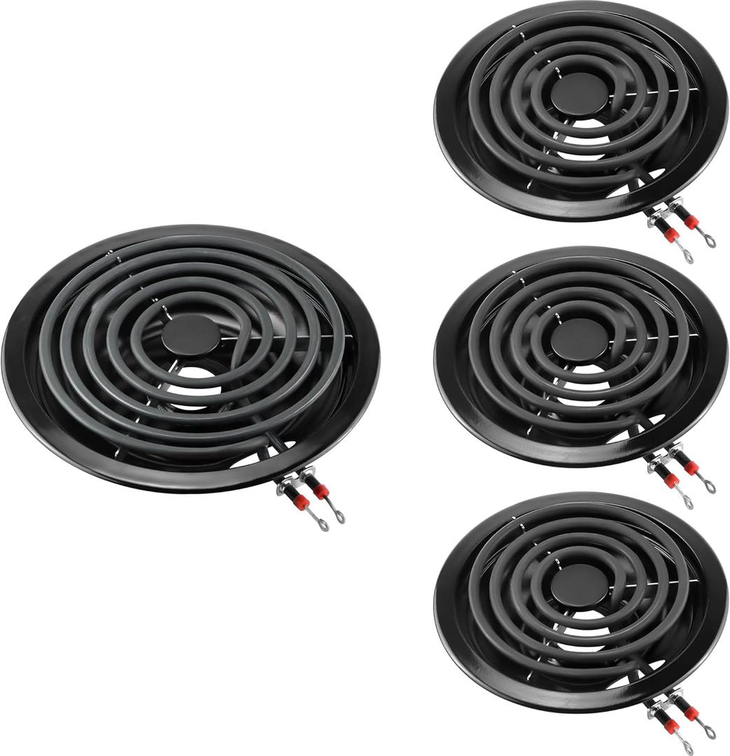 Burner Drip Pan Bowls 318067041(6")318067051(8")+Electric Stove Burner Replacement MP15YA(6") MP21YA(8") Compatible for Frigi-daire Ken-more Range Stove by MIFLUS,Replace 5304430149 5304430150 (Ash black)