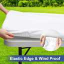 homing Rectangle Table Cloth Cover, Waterproof Polyester Elastic Fitted Tablecloth, Fits for 8 Foot Folding Tables, Washable Table Protector for Picnic, Camping, Outdoor (White, 30" x 96")