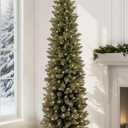 Annecy 6ft Pre-Lit Fir Pencil Christmas Tree, Green Classic Artificial Slim Skinny Christmas Tree for Home, Office, Shop, Party Decoration w/ 400 Tips, 200 Warm White Lights, Metal Hinges & Base, 6 ft