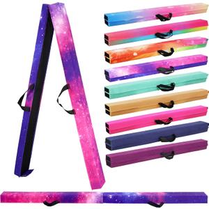 6FT/9FT Folding Balance Beam for Kids ages 3-15- Foldable Gymnastics Floor Beam,Anti-Slip ,Carrying Bag, Faux Suede Covered,EVA foam,Gymnastics Equipment for Kids Training At Home,School,Gym Center