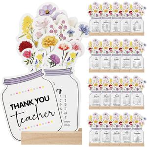 Crtiin 20 Sets Graduation Teacher Appreciation Gifts Desk Calendar 2026 2027 with Wooden Stand Mini Monthly Calendar Desktop Thank You Gift for Teacher Mentor Teaching Assistants Staff Office Supplies