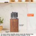 Acacia Wood Universal Knife Block with Plastic Slot Top, Kitchen Knife Holder for Knives, Scissors & Sharpening Rod, Easy-Clean Countertop Storage Organizer