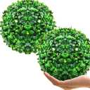 Hotop 2 Pcs 7 Inch Artificial Plant Topiary Ball 4 Layers Garden Spheres Boxwood Balls Artificial Topiaries Spheres Decorative Plants for Backyard, Balcony, Garden, Indoor Outdoor Decor(Green)