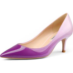 JOY IN LOVE Women's Shoes Low Heels Pointy Toe Kitten Heel Daily Pumps (10.5, White Purple Patent)