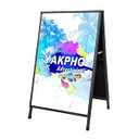 Yakpho Heavy Duty Slide-in Folding A-Frame Sandwich Board Sidewalk Sign 24x36Inch Black Coated Steel Metal Double-Sided Pavement Sign 2-PACK(Frame only)