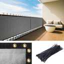 Royal Shade 3' x 10' Grey Balcony Privacy Screen Apartment Above Railing Porch Patio Fence Windscreen Cover Netting Mesh Fabric Cloth - Cable Zip Ties Included (We Make Custom Size)