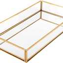HighFree Rectangle Gold Mirror Tray, Decorative Glass Mirrored Vanity Tray for Perfume, Cosmetics, Makeup, Trinket, Jewelry (11.8x7.9x2)