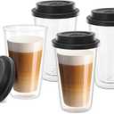 Aieve Double Wall Glass Coffee Mugs Set Of 4 Reusable | Desertcart ...