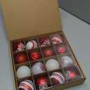 16PCS Christmas Ball Ornaments, 2.36 Inch Red and White Christmas Tree Ornaments with Glittering, Shatterproof Baubles for Christmas Tree Decorations, Wreaths, Garlands