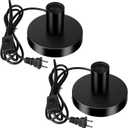2Pcs Vintage Table Lamp Base Only, Metal Industrial E26/E27 Plug in Screw Light Bulb Socket with 5.6Feet Cord On/Off Switch Plug, Small Edison Desk Lamps Holder for Home Lighting Decor(Black)