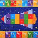 Hudson Comfort Classroom Rug 9x12 - Rugs for Elementary, Daycare, Nursery, and Playroom - Super Soft Non-Slip Carpet - Kids Fun Floor Mat for Playtime (Rocket)