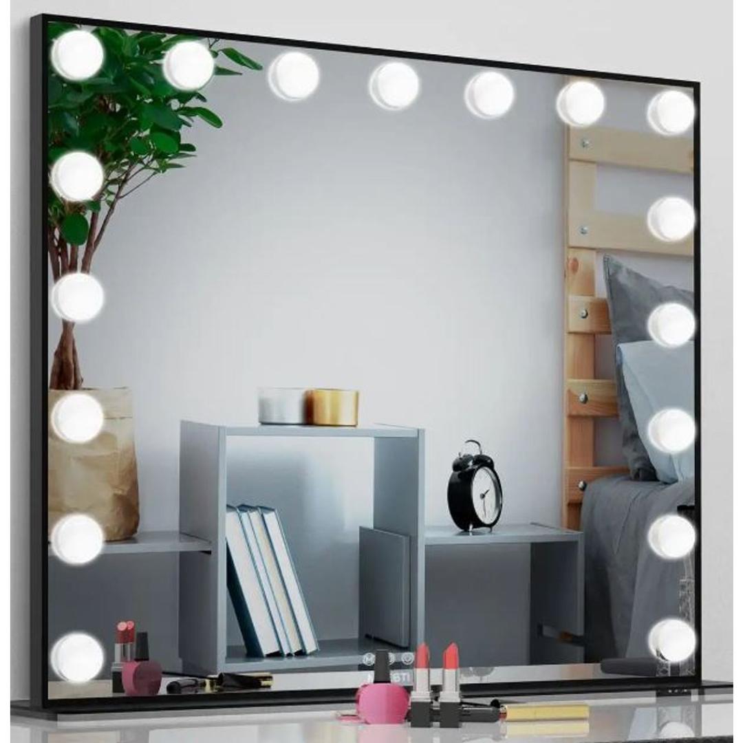 Black Lighted Vanity Mirror, Makeup Mirror With 17 Dimmable LED Bulbs