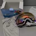 EXP VISION Snowboard Ski Goggles Men Women Youth, Anti Fog OTG Winter Snow Goggles Spherical Detachable Lens (Pink)