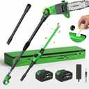 SOYUS 2-in-1 Pole Saw 8-Inch Cordless and 18-Inch Pole Hedge Trimmer, Pole Saw for Tree Trimming with 2x 3.0Ah Battery & Charger, 15-Foot Max Reach Pole Chainsaw with Multi-Angle, Auto Oiling