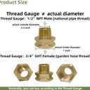 4 PCS Commonly Used Brass Garden Hose Connectors Set, 1/2" NPT To Garden Hose Adapter, 3/4" GHT To 1/2" NPT, Garden Hose To Shower Adapter, Female To Female Hose Adapter, GHT to NPT Adapter