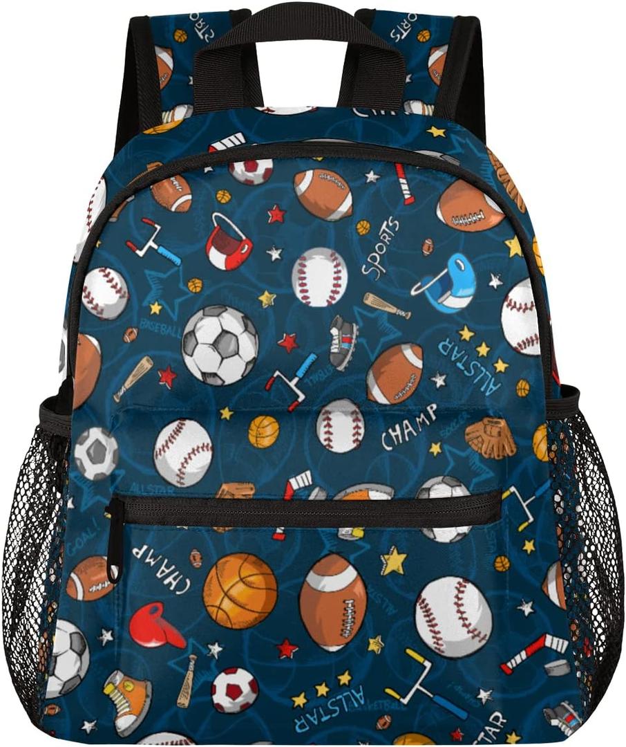 OSAM SPACE Sports Ball Backpack for Boy Basketball Football Small Backpack 12 Inche for Kids,Toddler Backpack with Chest Strap
