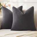 MIULEE Dark Grey Couch Pillow Covers 20x20 Inch, Set of 2 Soft Chenille Decorative Square Throw Pillow Covers Farmhouse for Sofa Living Room Bed
