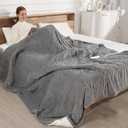 Electric Blanket King Size, Electric Heated Blanket with Dual Controls, 5 Heat Settings, 10-Hour Auto Off, Striped Flannel & Sherpa, FCC/ETL Certified, 90''x100'' Light Grey