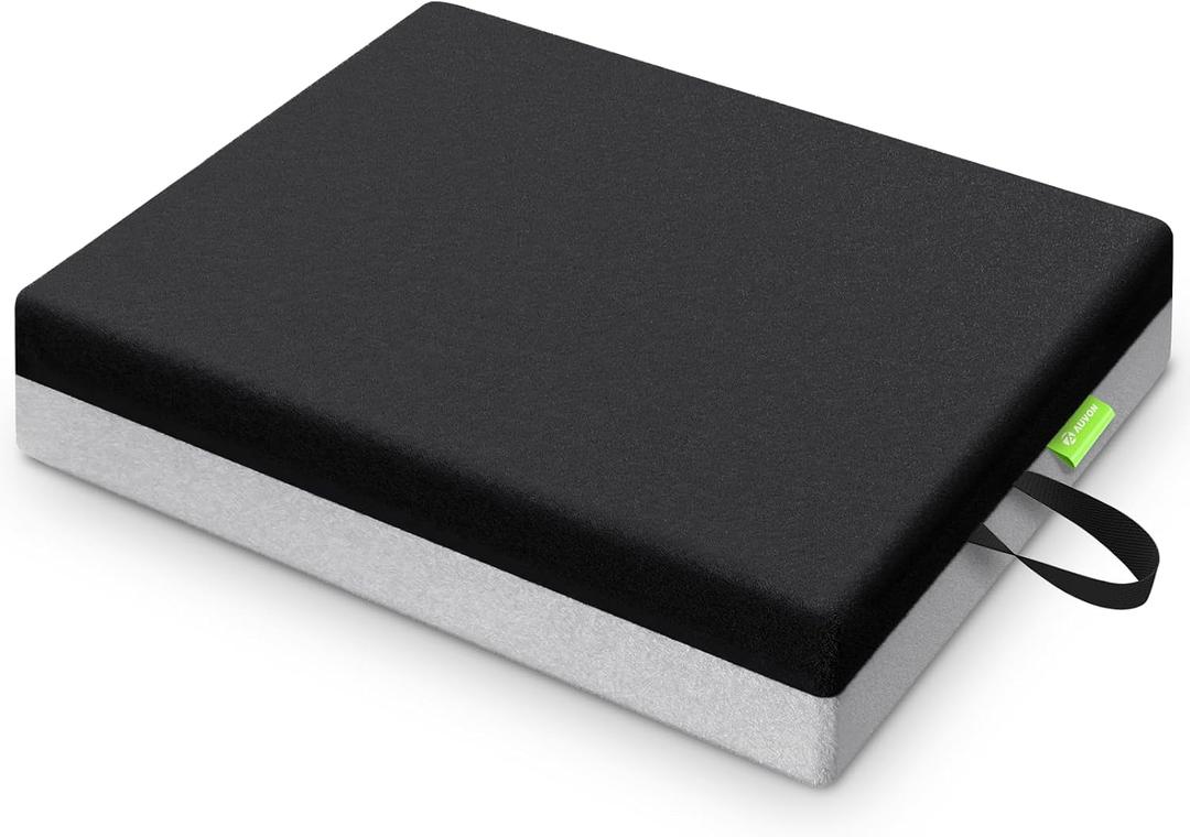 AUVON Ventilation Seat Cushion with Innovation Heat Dissipation Design, Anti-bedsore Wheelchair Cushion with Supportive Memory Foam, Waterproof & Anti-slip Cover, Improve Lower Back & Tailbone Comfort (Black)