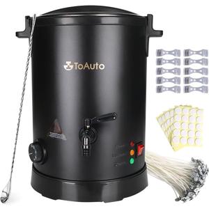 TOAUTO WMF-8L Large Wax Melter for Candle Making, Electric Wax Melting Container Holds 8L Melted Wax with Patented Heating Core Spout & Bottom Design for Commercial Candle Maker Use
