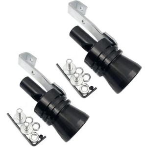 DEVMO 2pcs XL Size Aluminum Alloy Universal Turbo Sound Exhaust Muffler Pipe Whistle Car Roar Maker (XL-Black)