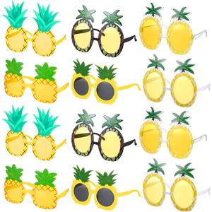Liliful 12 Pairs Pineapple Sunglasses Luau Glasses Tropical Pineapple Glasses Funny Hawaiian Fruit Shape Booth Props Party Favors for Summer Pool Beach Luau Theme Party Accessories