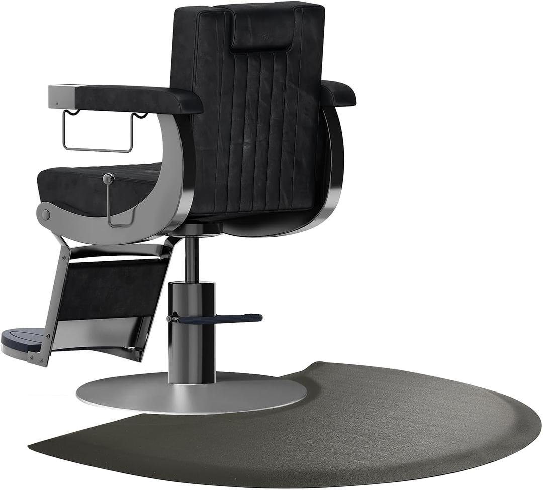 Salon mats for Hair Stylist 35.8"x27.9" Barber Shop Anti-Fatigue Salon Chair Mat - Black Semi Circle Hair Floor mats - 1/2" Thick Comfort Salon Standing Floor Mat, Hair Cutting Hairdressing Equipment, 35.8"x27.9"x1/2"