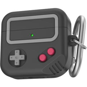 Silicone Game Design 2024 Case for Apple AirPods 4 Gen with Active Noise Cancellation, Cute Case Cover for Women/Men (Black)