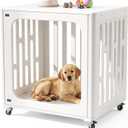 HDPE Pet Crate with Lockable Swivel Wheels, Ventilated Clear View Small Animal Cage Easy Clean Indoor Kennel for Puppy Rabbit Cat