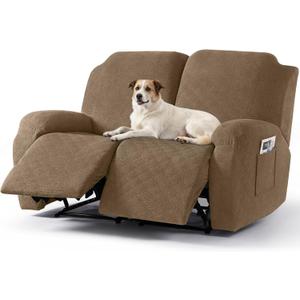 Timeles Recliner Covers Recliner Loveseat Covers Reclining Couch Covers Sofa Slipcovers Stretch Soft Washable (Two-Seater, Light Brown)