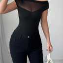 Milumia Women's One Shoulder Sheer Ruched See Through Mesh Bodysuit Top