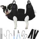 PatiencET Dog Grooming Hammock for Small Dogs Pet Hammock for Nail Trimming Dog Sling for Nail Clipping Dog Hanging Harness (Black S)