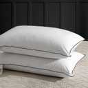 APSMILE Medium Firm Feathers Down/Poly Pillow King Size Set of 2, Luxury Feather Pillow for Sleeping, 100% Organic Cotton Cover Hotel Bed Pillow Wrapped in Polyester (White, 20"x36")