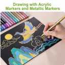 nauets 48 Pack Metallic & Acrylic Paint Markers Set - 24 Colors Acrylic + 24 Metallic Markers, Dual Tip Paint Pens with Brush/Fine Tip for Paper, Rock, Wood, Canvas, Glass, Ceramic DIY Crafts