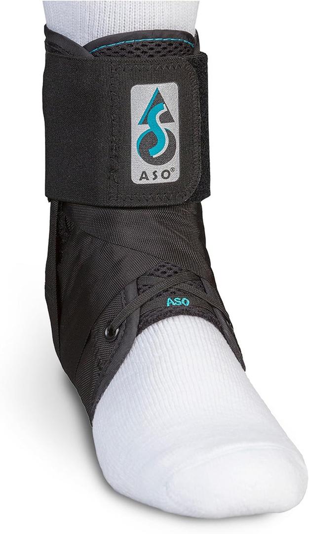 Med Spec ASO Ankle Stabilizer - Lace Up Ankle Brace for Sprained Ankle and Peroneal Tendonitis, Orthopedic Ankle Support for Men, Women, Adults, Teens and Kids, Sports Injury Recovery (Black)