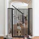 SHYUJAJIE 55 Inch Extra Tall Pet Gate for Cats,29.92"-43" Adjustable Wide Dog Gates,Pressure Mounted Walk Through Tall Pets Gate for Doorways,Hallway,Stairs(Black)