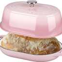 VORRINGARD Enameled Cast Iron Dutch Oven Pot with Dome Lid, Oval Bread Oven for Homemade Sourdough Bread Baking, Oven Safe up to 500F, 6 Quart, Pink