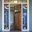 Happy 22nd Birthday Decorations,22nd Blue & Silver Balloon Birthday Theme Door Hanging Banner Sign,22nd Bday Party Supplies.